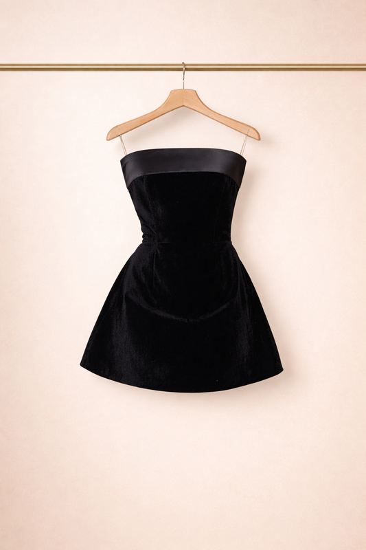 The Noir Velvet Sculpt Dress – Evening Elegance
